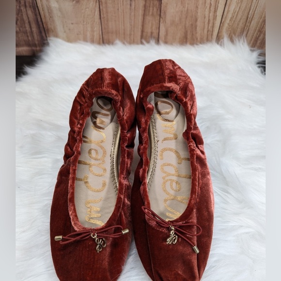 Sam Edelman Felicia Canyon Orange Velvet Ballet Flat Size Women's 7.5 NWOT - Picture 4 of 4
